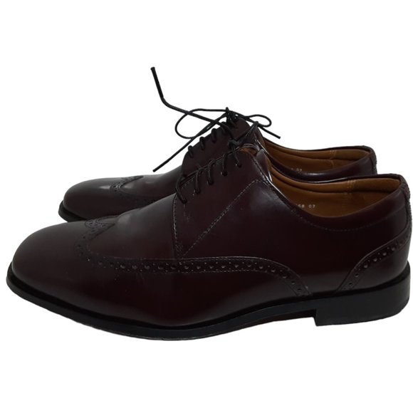 Florsheim Mens Dress Shoes Size 8.5 Brown Burdundy Leather Cap Toe Wingtip - Picture 5 of 6